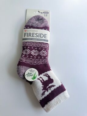 Fireside Cozy Lodge Socks - Plum/White